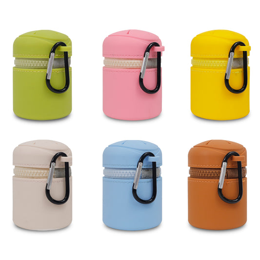 Silicone Outdoor Waste Pouch with Carabiner Clip, Portable Fishing Line Scrap and Small Trash Holder for Fishing, Hiking, Camping and Outdoor Activities