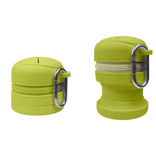 Foldable Silicone Outdoor Waste Pouch with Carabiner Clip, Portable Fishing Line Scrap and Small Trash Holder for Fishing, Hiking, Camping and Travel