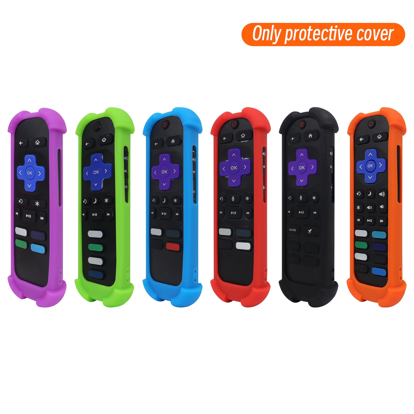 Silicone Cover Case Compatible with Roku Remote Control, Shockproof Corner Airbag Protective Case, Anti-Slip Soft Silicone Cover with Lanyard [Glow in the Dark Options Available]