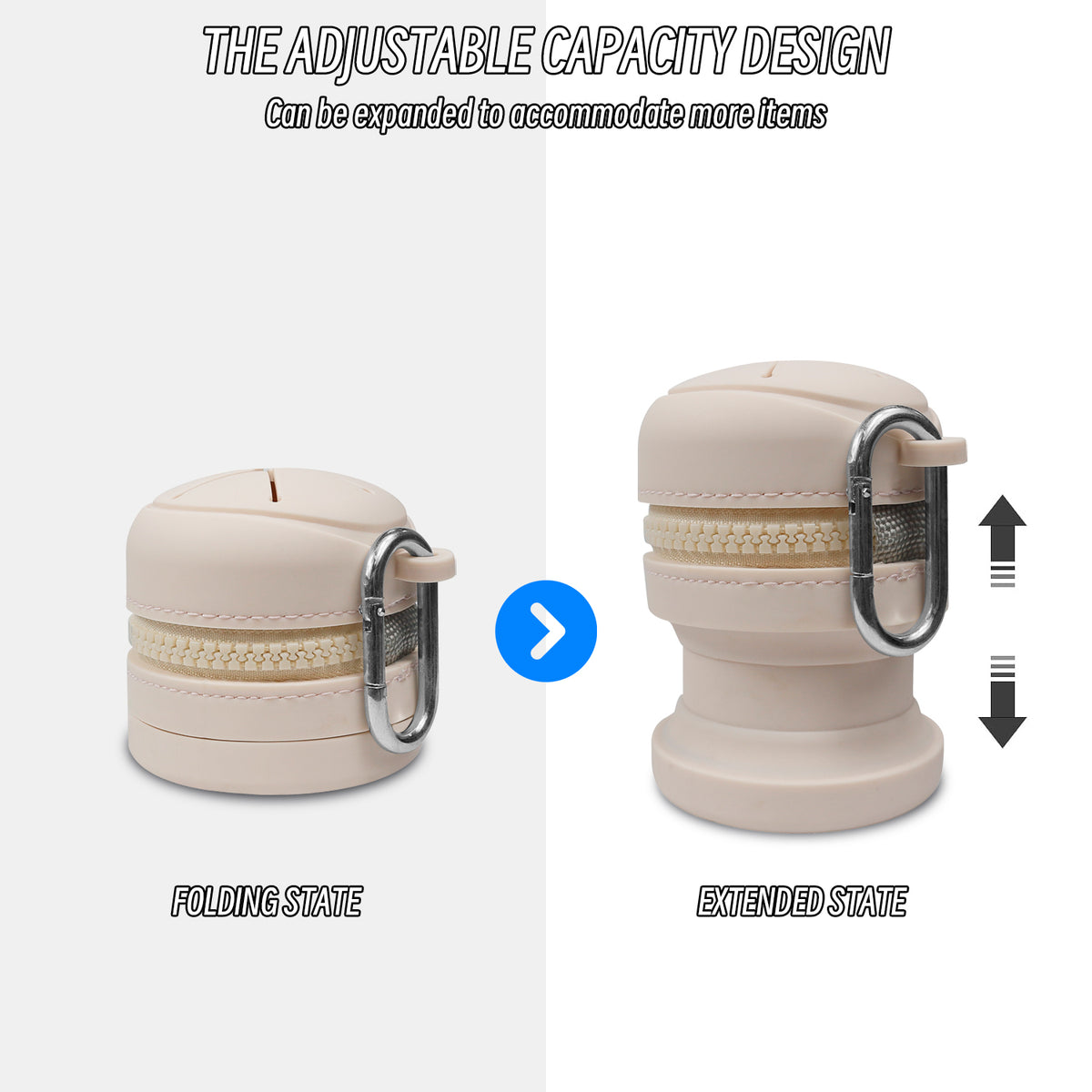 Foldable Silicone Outdoor Waste Pouch with Carabiner Clip, Portable Fishing Line Scrap and Small Trash Holder for Fishing, Hiking, Camping and Travel