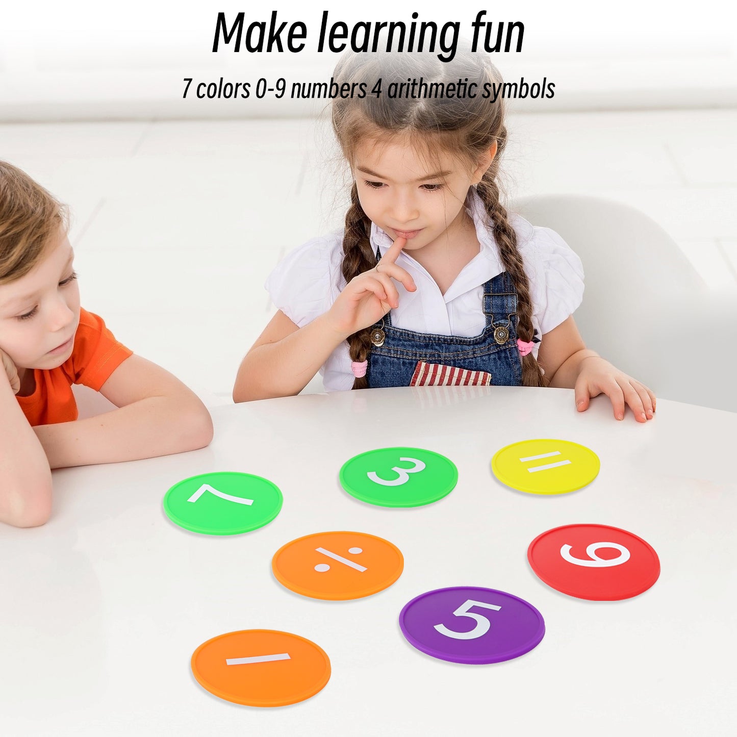 15 Pcs Silicone Number Circles (4 Inch) – Colorful Math Manipulative with Numbers 0-9 & Math Symbols – BPA Free Soft Sensory Learning Toy for Preschool, Kindergarten, Classroom (Includes Storage Bag)