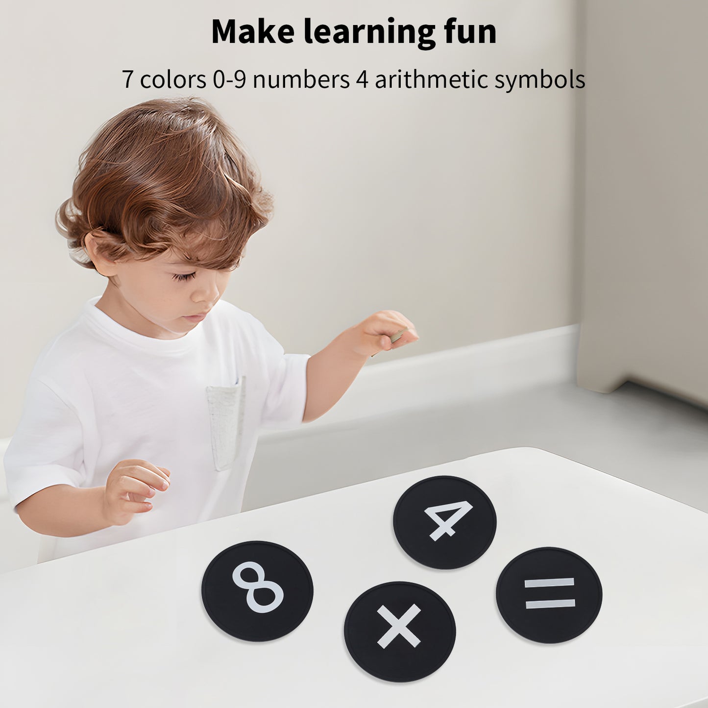 15 Pcs Silicone Number Circles (4 Inch) – Colorful Math Manipulative with Numbers 0-9 & Math Symbols – BPA Free Soft Sensory Learning Toy for Preschool, Kindergarten, Classroom (Includes Storage Bag)