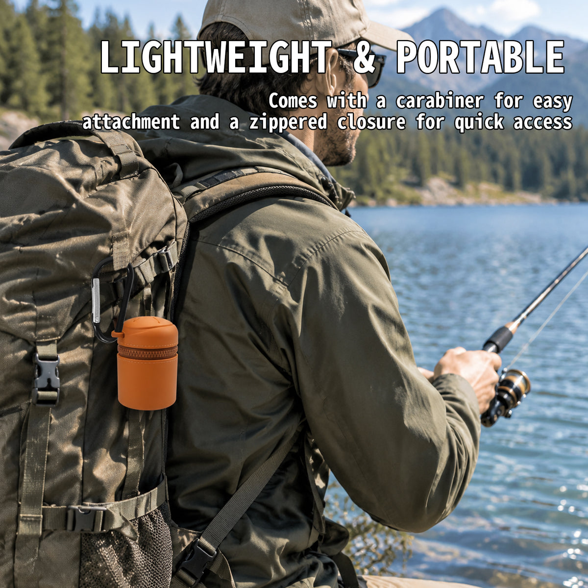 Silicone Outdoor Waste Pouch with Carabiner Clip, Portable Fishing Line Scrap and Small Trash Holder for Fishing, Hiking, Camping and Outdoor Activities