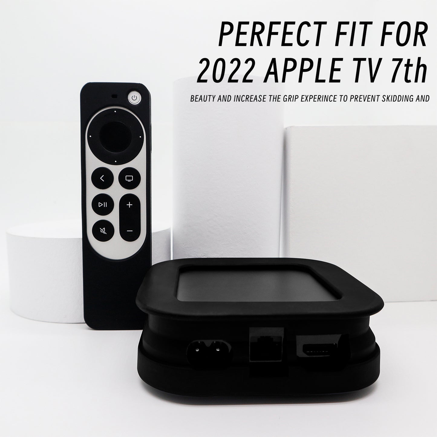 ZEVGOV Silicone Case for 2022 Apple TV 4K Siri (Wi-Fi Ethernet) Remote Cover, Silicone Protective TV Box Case, Remote-Control Sleeve, Foldable of protective sleeve shell. (Black)